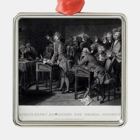 ヴァージニアアセンブリに演説しているパトリック・ヘンリー メタルオーナメント (正面)