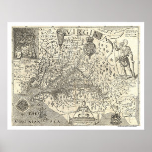 ヴァージニアジョン・スミスの地図1624年 ポスター