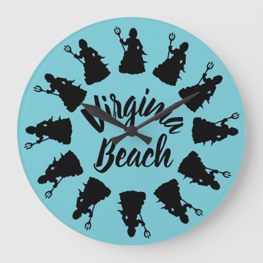 ヴァージニアビーチネプチューン像航海の海 ラージ壁時計 (正面)
