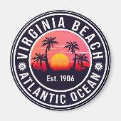 ヴァージニアビーチヴァージニアレトロサンセットデミディアーズ マグネット (正面)