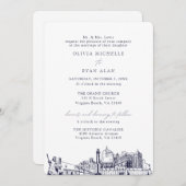 ヴァージニアビーチ結婚教会の二つのロケーション海軍 招待状 (正面/裏面)