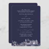 ヴァージニアビーチ結婚教会の二つのロケーション海軍 招待状 (正面/裏面)