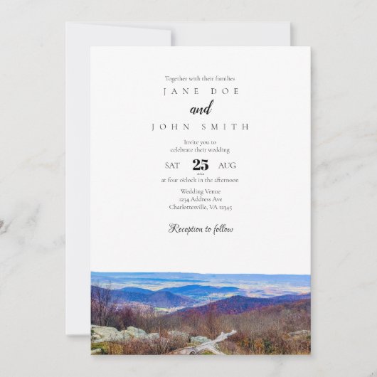 ヴァージニア山脈の結婚式招待状 招待状 (正面)