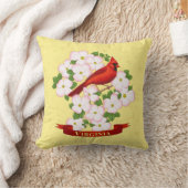 ヴァージニア州（鳥）ショウジョウコウカンチョウバードアンドドグウッド花 クッション (ブランケット)