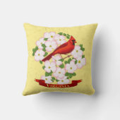 ヴァージニア州（鳥）ショウジョウコウカンチョウバードアンドドグウッド花 クッション (裏面)