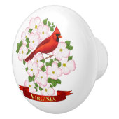 ヴァージニア州(鳥)ショウジョウコウカンチョウバードアンドドグウッド花 セラミックノブ (右)