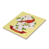 ヴァージニア州(鳥)ショウジョウコウカンチョウバードアンドドグウッド花 タイル (側面)