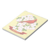 ヴァージニア州(鳥)ショウジョウコウカンチョウバードアンドドグウッド花 ノートパッド (回転)