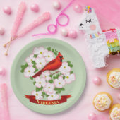 ヴァージニア州(鳥)ショウジョウコウカンチョウバードアンドドグウッド花 ペーパープレート (パーティー)