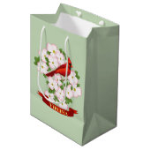 ヴァージニア州（鳥）ショウジョウコウカンチョウバードアンドドグウッド花 ミディアムペーパーバッグ (正面アングル)