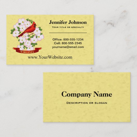ヴァージニア州（鳥）ショウジョウコウカンチョウバードアンドドグウッド花 名刺 (正面/裏面)