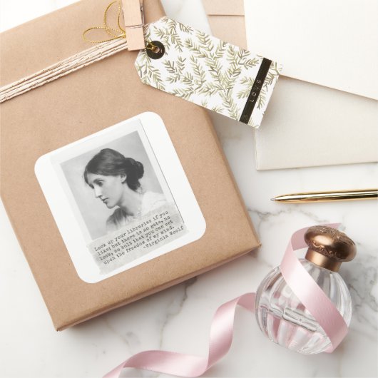 ヴァージニア・ウルフ引用文 – 女性の歴史のアイコン スクエアシール (ギフト)