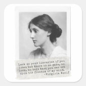 ヴァージニア・ウルフ引用文 – 女性の歴史のアイコン スクエアシール (正面)