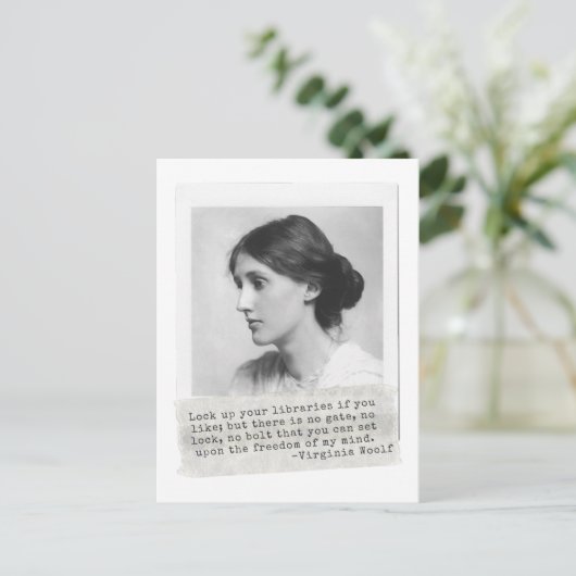 ヴァージニア・ウルフ引用文 – 女性の歴史のアイコン ポストカード (スタンド正面)