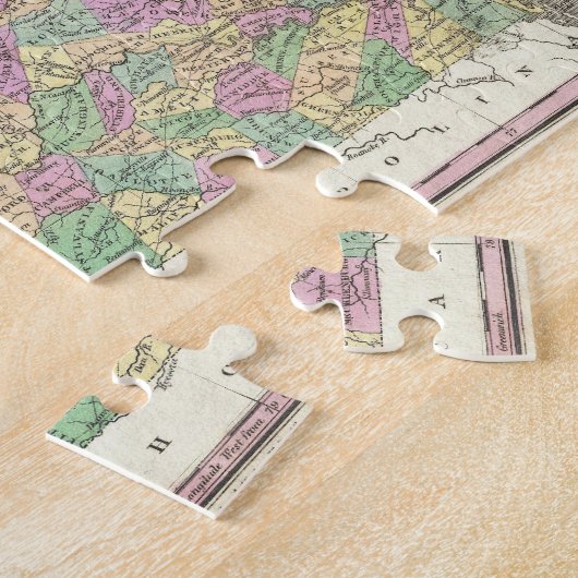 ヴァージニア(1827年)のヴィンテージの地図 ジグソーパズル (側面)