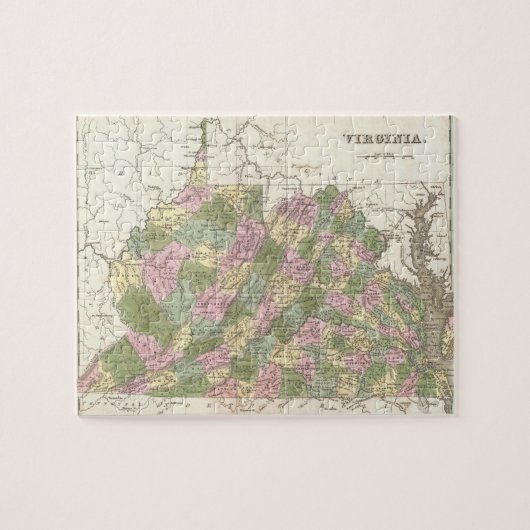 ヴァージニア(1838年)のヴィンテージの地図 ジグソーパズル (横)