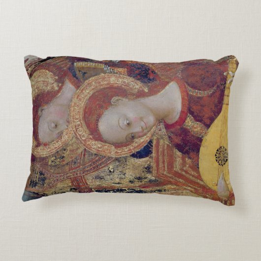 ヴァージンおよび子供の絵画からの天使のミュージシャン アクセントクッション (裏面)