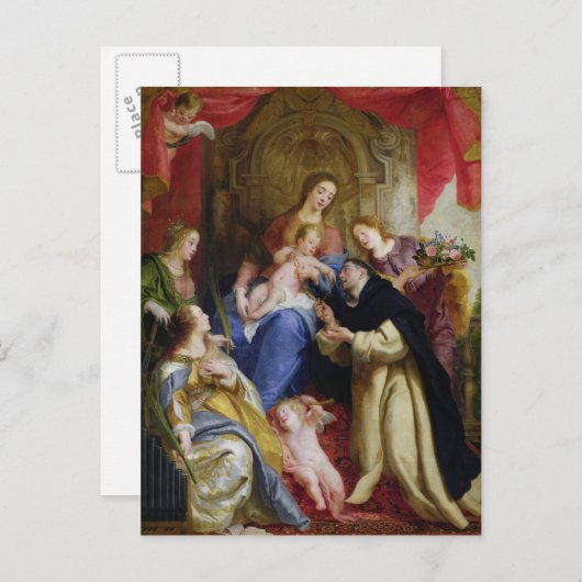 ヴァージンが念珠を捧げる ポストカード (正面/裏面)