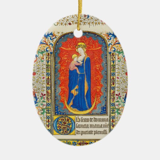 ヴァージンと天使のアンティークフローラ旋回 セラミックオーナメント (正面)