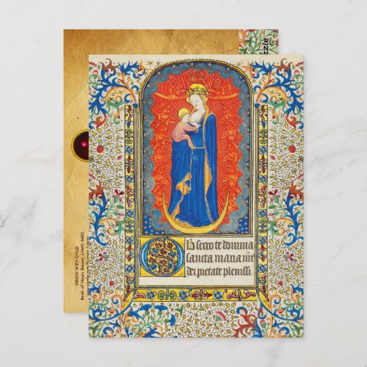 ヴァージンと天使のアンティークフローラ旋回 ポストカード (正面/裏面)