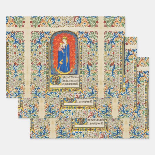 ヴァージンと天使のアンティークフローラ旋回 ラッピングペーパーシート (セット)