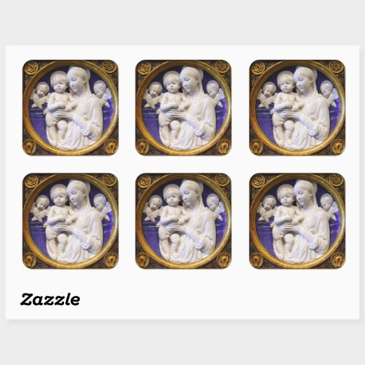 ヴァージンと天使の青い白いクリスマス スクエアシール (シート)