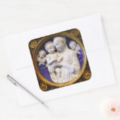 ヴァージンと天使の青い白いクリスマス スクエアシール (封筒)