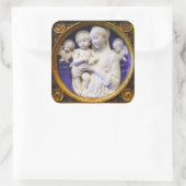 ヴァージンと天使の青い白いクリスマス スクエアシール (バッグ)