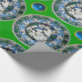 ヴァージンと天使を持つ子供,ブルーサファイアグリーン ラッピングペーパー (角)