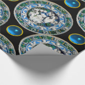 ヴァージンと天使を持つ子供、ラウンドブルーサファイア ラッピングペーパー (角)