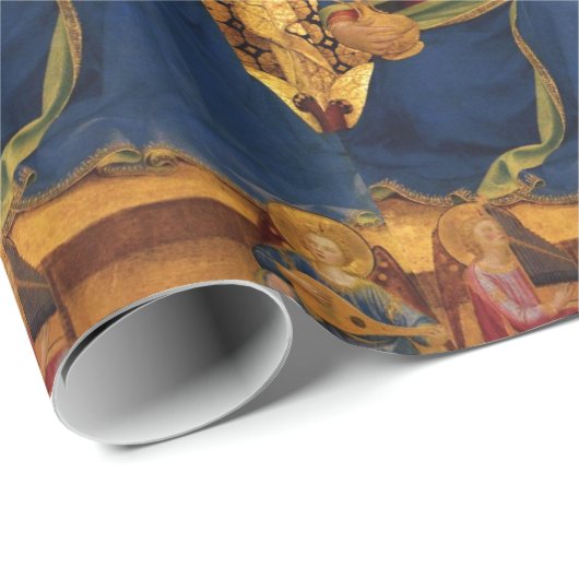 ヴァージンと天使、ピンクの青い宝石を持つ子供 ラッピングペーパー (ロールコーナー)