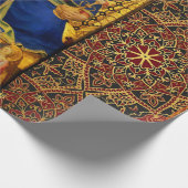 ヴァージンと天使、赤い青の金ゴールドクリスマス ラッピングペーパー (角)