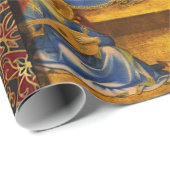 ヴァージンと天使、赤い青の金ゴールドクリスマス ラッピングペーパー (ロールコーナー)