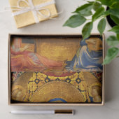 ヴァージンと天使、赤い青の金ゴールドクリスマス 薄葉紙 (ギフト)