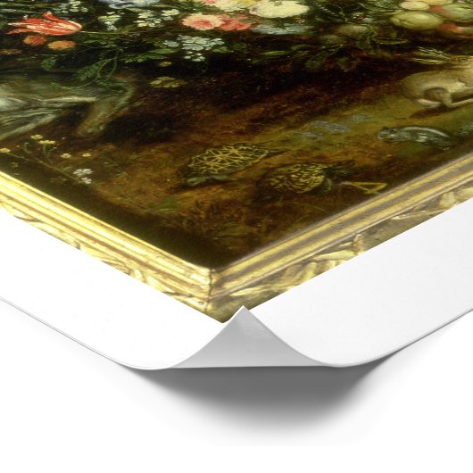 ヴァージンと子どもが果物と果物の花束の中に ポスター (角)