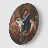 ヴァージンと子ども(音楽を通して天使をつくる) ラージ壁時計 (傾斜)