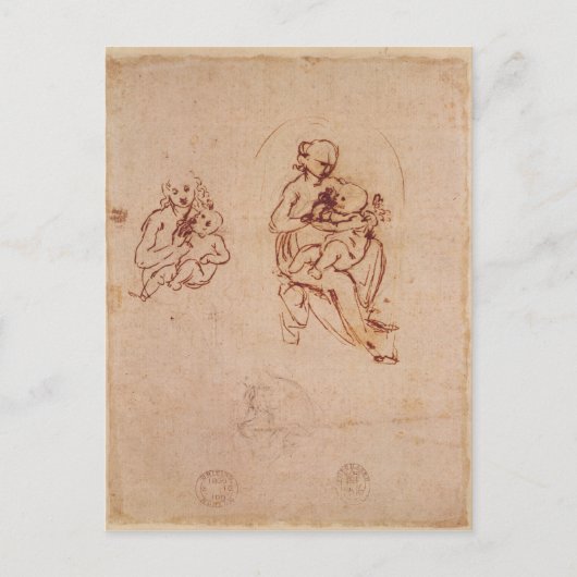 ヴァージンと子の勉強, c.1478-1480 ポストカード (正面)