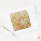 ヴァージンと子供が司教によって崇拝,修道士と女性 スクエアシール (封筒)