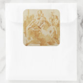 ヴァージンと子供が司教によって崇拝,修道士と女性 スクエアシール (バッグ)