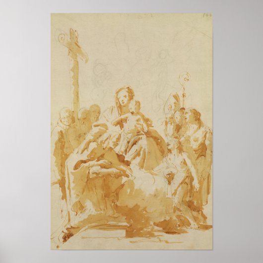 ヴァージンと子供が司教によって崇拝,修道士と女性 ポスター (正面)