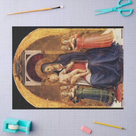 ヴァージンと子供とエンジェルズフラアンジェリコ，クリスマス 薄葉紙 (クラフト)