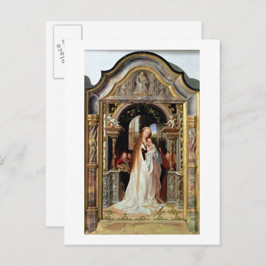 ヴァージンと子供と三天使、中央パネル ポストカード (正面/裏面)