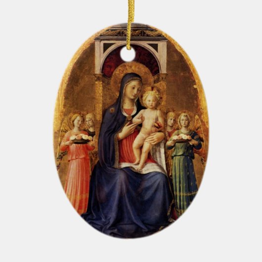 ヴァージンと子供と天使，ブルーサファイア セラミックオーナメント (正面)