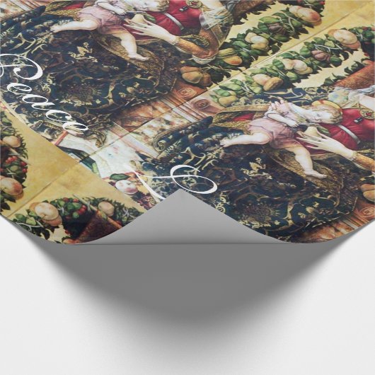 ヴァージンと子供のクリスマス喜び平和の愛 ラッピングペーパー (角)