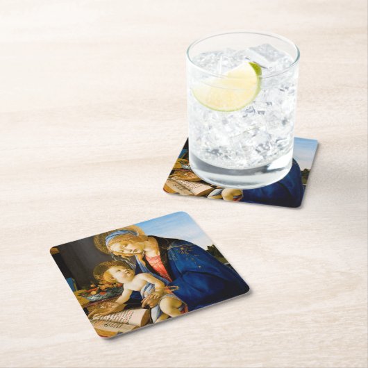 ヴァージンと子供のサンドロ・ボッティチェリ スクエアペーパーコースター (インサイチュ)