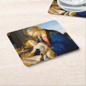 ヴァージンと子供のサンドロ・ボッティチェリ スクエアペーパーコースター (アングル)