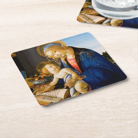 ヴァージンと子供のサンドロ・ボッティチェリ スクエアペーパーコースター (アングル)