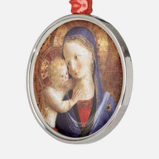ヴァージンと子供，ブルーサファイアジェムクリスマス メタルオーナメント (左)