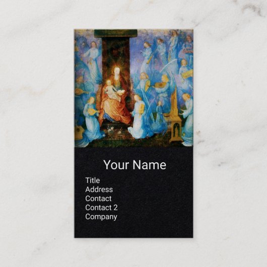 ヴァージンと子供、ブルーミュージカルエンジェルズブラック紙 名刺 (正面)