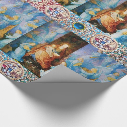 ヴァージンと子供、天使のコンサート、宝石大切。 ラッピングペーパー (角)